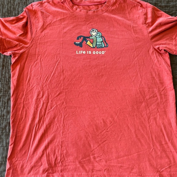 Life Is Good Shirt Men Extra Large‎ Adult Pink/red Tee Crewneck Logo Cotton - Picture 1 of 4